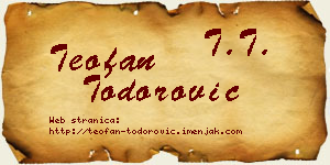 Teofan Todorović vizit kartica